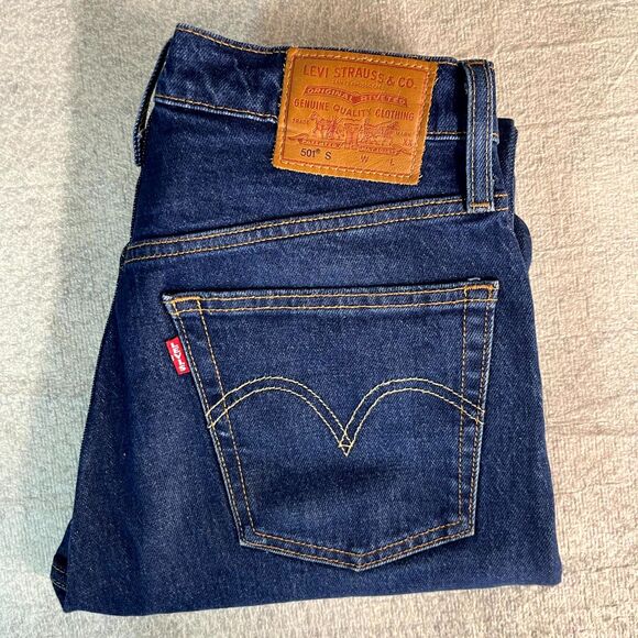 Levi‎ Strauss & Co. 501 xx Big E Tab Button Front Jeans Ladies size 26W 30L - Picture 1 of 15